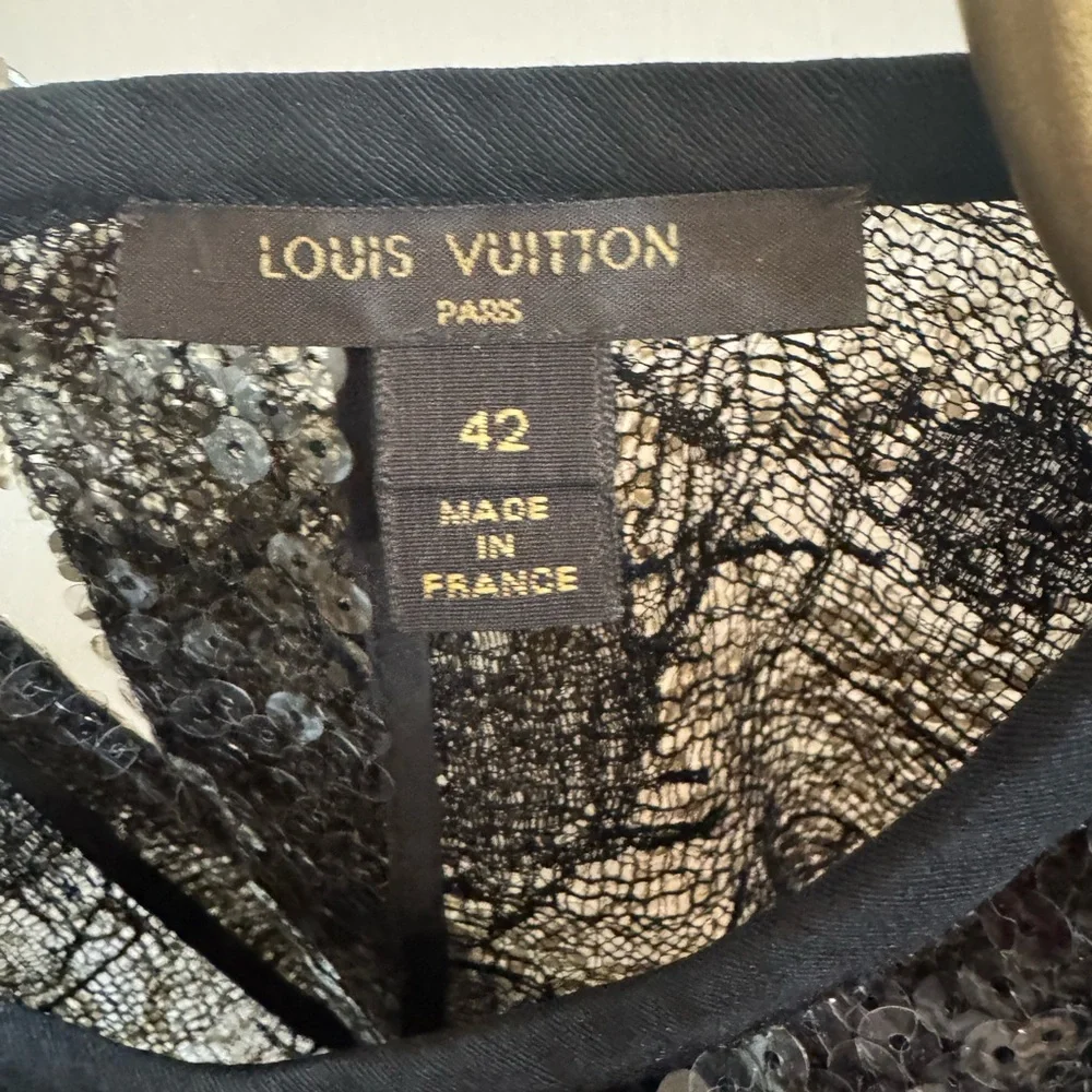 Louis Vuitton Gray/Black Sequin 3/4 Sleeve Blouse - Picture 7 of 8